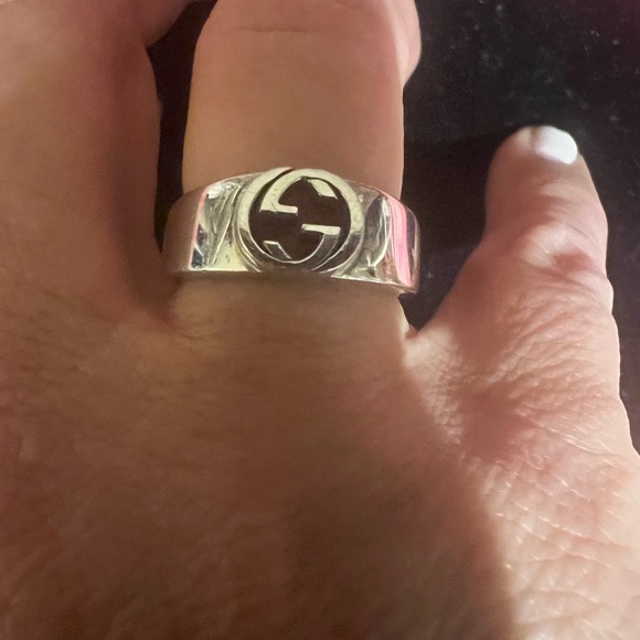 Authentic GUCCI Ring Branded Cutout G Silver925 size 7 - Picture 2 of 2